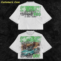 T-shirt court de luxe sur mesure de haute qualité, coupe ample, style Y2K streetwear, avec graphique en strass, pour hommes, fabricant de t-shirts