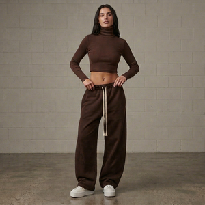 Pantalones Deportivos de Corte Recto, Holgados, de Algodón, Estilo Baggy, de Pierna Ancha para Mujer - Product Image 1
