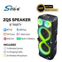 SING-E ZQS8238 Altavoz Karaoke Portátil BT con 2 Micrófonos, LED RGB, Funciona con Batería, para Exteriores