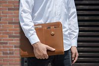 Carpeta Organizadora de Negocios A4 de Cuero PU con Cremallera, Anillas y Soporte para Tablet - ¡Gran Oferta!