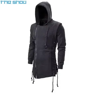 Nueva llegada diseño de moda modesto al por mayor Vintage lavado Sherpa 100% algodón personalizado negro máscara Ninja sudaderas con capucha chaqueta hombres