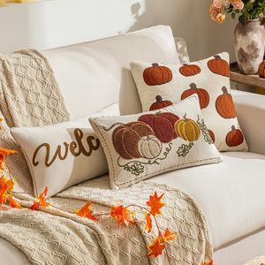 Lot de housses de coussin décoratives automnales style ferme avec citrouille de Thanksgiving, vente en gros, personnalisable en usine pour la décoration intérieure - Product Image 3