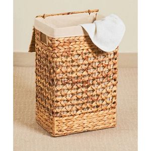 Eco Friendly Bamboo Water Hyacinth Woven <b>Rectangular</b> Laundry Hamper <b>Basket</b> Clothing Storage Organizer Wholesale Vietnam - Product Image 5