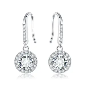 Pendientes de gota de moissanita, joyería de diseñador personalizada, pendientes de joyería de piedras preciosas finas de lujo para mujer, pendiente de diamante de Plata de Ley 925