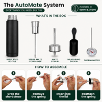 Thermos de voyage multifonctionnel 3-en-1 pour thé maté brésilien avec paille filtrante et couvercle – Cadeau d'affaires