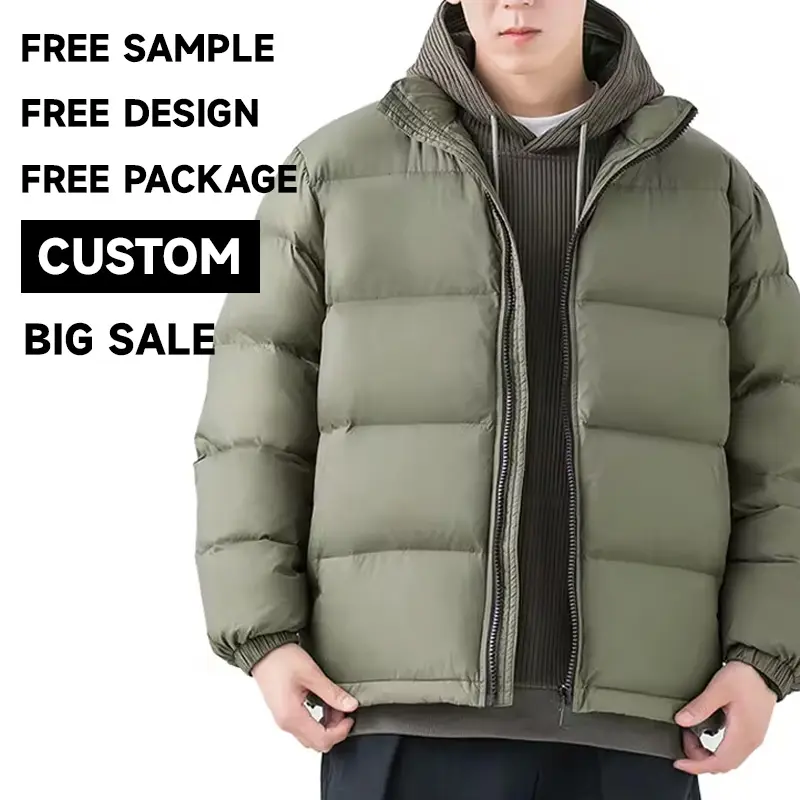 Jaket Bomber desain kustom hangat tebal tahan angin mantel bulu angsa jaket musim dingin untuk pria