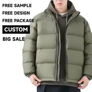 Custom Design Bomber Jacket Warm Thick Windproof Puffer Down Coat Winter Jacket For Men