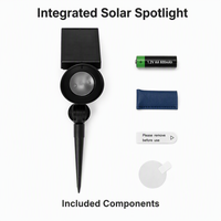 Projecteur solaire intégré noir en gros pour jardins, arbres et allées, LED 3000K 6lm, panneau 46x40mm, batterie AA Ni-MH