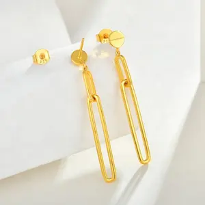 Boucle d'oreille en or jaune 18k, vente en gros, boucles d'oreilles à breloques, ensembles de boucles d'oreilles de qualité pour femmes