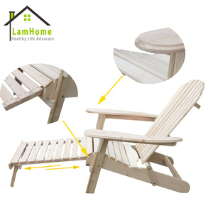 Bitmemiş ahşap Adirondack sandalye ile pulottoman osmanlı için plaj havuz parkı oturma odası eğlence açık plaj şezlong - Product Image 4