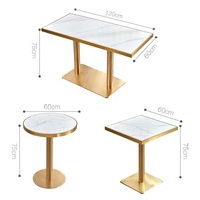 Leichte Luxus-Restaurant tische und Stühle Kommerzielles Kaffee-und Milch tee restaurant Edelstahl Gold kantige Rock Plate Tische