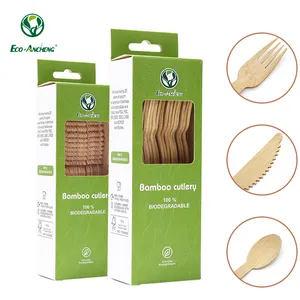 Çevre dostu parçalanabilir Compostable ağır tek kullanımlık bambu sofra bıçak çatal kaşık satılık