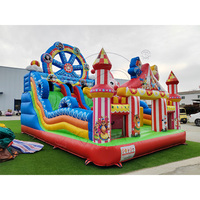 Château gonflable commercial à thème carnaval Grande Roue avec toboggan pour fêtes d'enfants