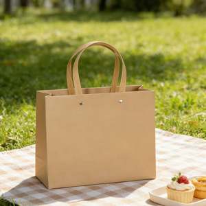 Bolsa de Papel Kraft Reciclable con Asa y Remache, Personalizable con Logotipo o Icono, para Compras, Ropa, Regalos, Entrega de Alimentos - Product Image 6