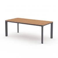 Ensemble de salle à manger pour patio extérieur, table en aluminium WPC et pierre frittée avec chaises à accoudoirs en teck, imperméable, résistant au soleil et à la rouille pour hôtel
