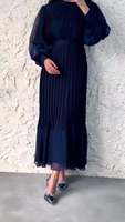 Robe de soirée pour femmes musulmanes Abaya Dubaï Robes de soirée plissées pour femmes Maroc Islam Robe Femme Musulmane Vêtements