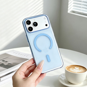 Coque de téléphone portable magnétique transparente anti-jaunissement B537 pour iPhone 18, coque arrière transparente antichoc avec logo - Product Image 1