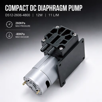 Pompa Diafragma Mini Motor DC 12V/24V Kustom 260Kpa Tekanan Tinggi Hisap Negatif 80Kpa Kontinu