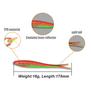 THORFORCE OEM 175mm16g ลอยซิลิโคนเหยื่อตกปลาตะเกียบหางเหยื่อลอยพลาสติกอ่อนเหยื่อตกปลาหนอนอ่อนเหยื่อ