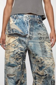 Jeans Retro High Street 3D Digital Imprimé Corrupt et Perforé Direct Spray pour homme - Product Image 6