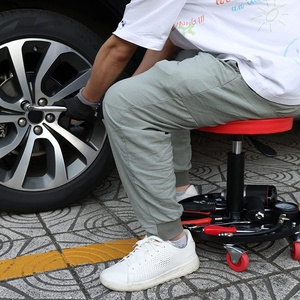 Silla de <span class=keywords><strong>taller</strong></span> ajustable de 5 ruedas, <span class=keywords><strong>taburete</strong></span> mecánico de enredadera para coche, asiento de rodillo de aire, asiento de reparación de coche con bandeja de herramientas - Product Image 6