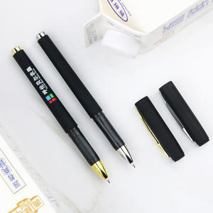 Venta al por mayor logotipo personalizado 0,5mm estilo lindo negro tinta de gel juego de bolígrafos acabado mate esmerilado plástico publicidad regalo promocional azul verde - Product Image 4