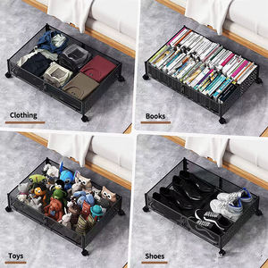 Conteneur de rangement pliable noir moderne en métal carré avec roulettes pour chaussures, vêtements, couvertures sous le lit - Guangdong - Product Image 4