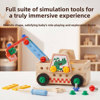 Banc d'outils en bois personnalisé pour enfants, ensemble de boîte à outils portable, jouet éducatif précoce, jeu de rôle de bricolage pour la fixation de vis, pour les jeunes enfants