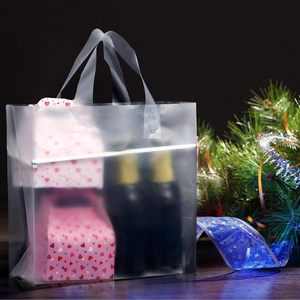 Frosted Plastic Gift Bags 4 Inch Clear With Handles Durable For Birthday Christmas Small Business Use - Product Image 6
