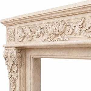 Customized Marble <b>Fireplace</b> Modern Hand Carved Luxury Galala Beige / Galala Marble <b>Fireplace</b> Mantel Marble <b>Fireplace</b> Surround - Product Image 4