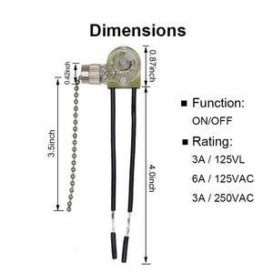 Interrupteur de ventilateur de plafond Zing Ear ZE-109 à deux fils avec cordons de traction pour ventilateurs, commande par chaîne de traction, remplacement marche/arrêt - Product Image 5