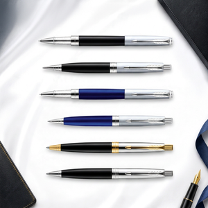 Rollerball Promotional <b>Pen</b> Metal Writing Instrument Black Blue Shiny Finish <b>Refillable</b> Pointed Tip for Office Gift - Product Image 1