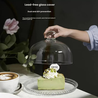 Couvercle à gâteau en verre transparent avec plateau de base, plateau de présentation multifonctionnel pour fruits, pâtisseries et pains avec couvercle, pour dégustation de thé de l'après-midi