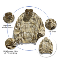 Veste coupe-vent unisexe de haute qualité, camouflage, col montant, doublure en mesh et poche intérieure, logo personnalisé, veste softshell