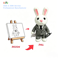 Peluche Lapin d'Affaires Personnalisée de Haute Qualité, Super Douce, Pondérée, Rembourrée en Coton PP Sûr, Fabricant OEM ODM, Marque BIPU, pour Fêtes