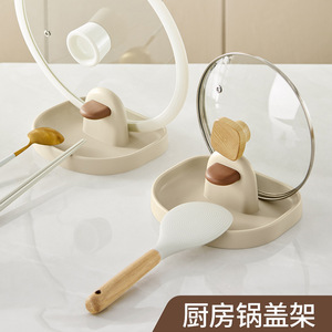 HeDou Pot Lid Rack With Tray Round Plastic Lid Storage Stand For Kitchen Use - Product Image 3