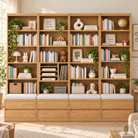 Bibliothèque en bois sur mesure avec banc et tiroirs de rangement, étagère pour enfants, organisateur de jouets, vitrine, coin lecture