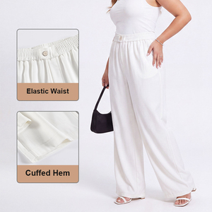 <span class=keywords><strong>Pantalones</strong></span> de Pierna Ancha Ligeros de Verano para Mujer, <span class=keywords><strong>Tallas</strong></span> Grandes, Estilo Casual, Tipo Traje, Entrega en 15 Días, Fabricación Personalizada - Product Image 5
