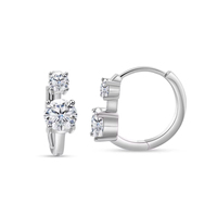 Boucles d'oreilles créoles en argent sterling 925 plaqué or blanc avec moissanite couleur D de 1,3 ct*2 pour femme, bijoux de mariage et de fête