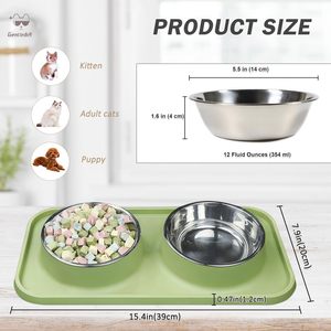 Custom Luxurious Eco-Friendly Automatic <b>Dog</b> <b>Bowl</b> Set Double <b>Bowls</b> Non-Slip Silicone Rounded <b>Stainless</b> <b>Steel</b> Outdoor/Travel Use - Product Image 5