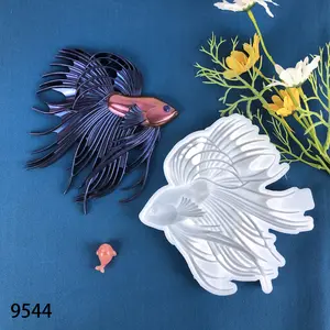 9544 siamois combat poisson Betta splendens résine tenture murale silicone moules mur bureau décor résine moules décoration de la maison