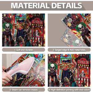 Decoración de pared, 1 pieza, cartel de puerta de garaje de circo malvado de Halloween, 16x7ft, carnaval espeluznante, fotografía de payaso, decoraciones de casa embrujada, fiesta - Product Image 3