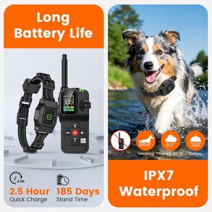 ปลอกคอฝึกสุนัขแบบไร้สาย GPS ชาร์จซ้ำได้ ปรับระยะได้ 25-999 หลา สำหรับสุนัขทุกสายพันธุ์ - Product Image 6