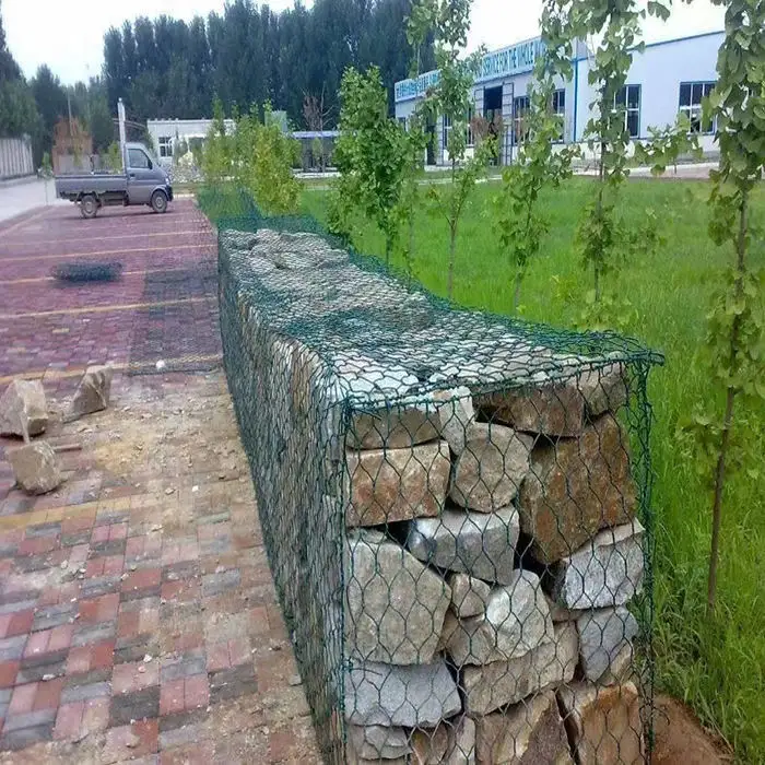 Leadwalking 2.0*1.0*0.5 Maat Zeshoekige Schanskorf Stenen Kooi Fabriek Lage Kosten Pvc Gecoat Zeshoekig Geweven Gabion Mesh