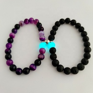 Hot Sale Luminous Lava Tiger Eye Beaded <strong>Long</strong> <strong>Distance</strong> Couples Matching Relationship <strong>Bracelet</strong> - Product Image 2