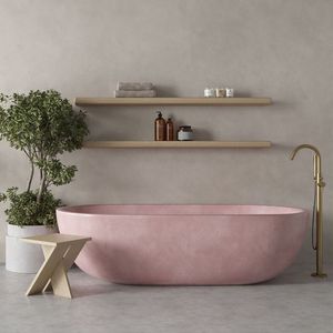 YUSHI Diseño moderno Mármol Rosa Piedra natural Bañera independiente Función de remojo con escurridor para hoteles y baño de lujo - Product Image 6