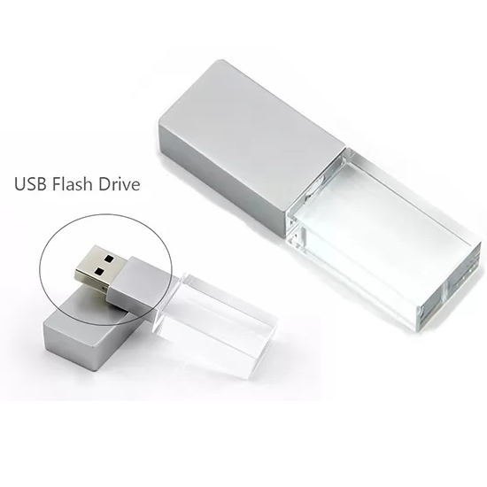 Custom 3D Light Logo USB Flash Drive Customized With Gift Box Package 2GB 8GB 32GB 64GB Crystal Pendrive