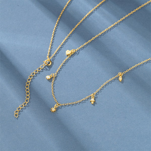 Женское колье Carline, роскошное колье из 925 стерлингового серебра, 18 карат, позолоченное модное сердце со звездами, с цирконическими цепочками - Product Image 5