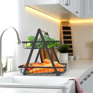 Cesta de frutero personalizada de fábrica, soporte para alimentos y verduras, de 2 niveles de encimera cesta de frutas, cesta de alambre para frutas y verduras - Product Image 2