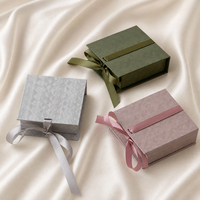 Boîte à bijoux en papier texturé sur mesure, logo personnalisé, fermeture à ruban, étui pour collier, fournitures pour petites entreprises
